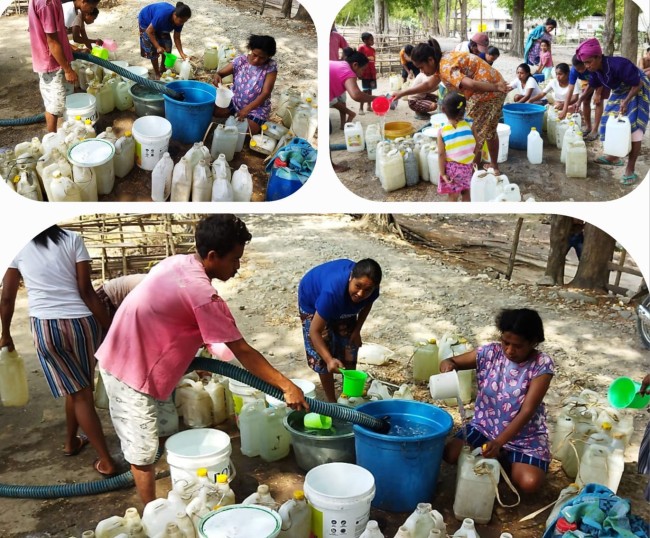 Kepala Desa Ta'aba Ida Hoar Nahak Bantu Masyarakat Air Bersih Secara Gratis! (Foto_red)