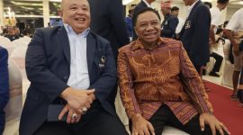Sekjen DPP Partai Nasdem Hermawi Taslim Bersama Dr. Simon Nahak S.H.,MH di Hotel Grend Mutiara Kupang. (Foto_red)