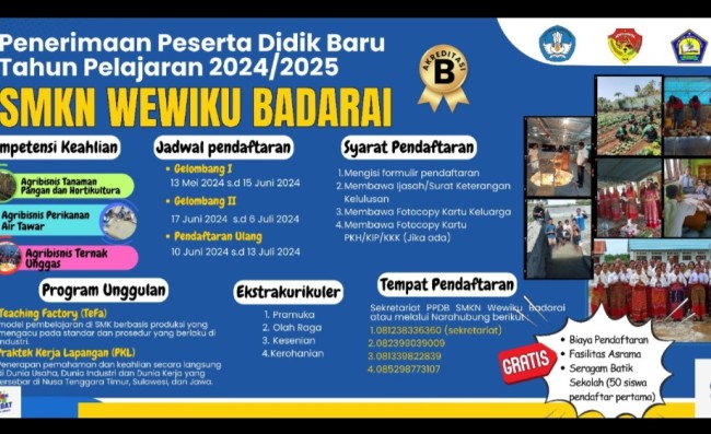 Cek Persyaratan Lengkap !!Pendaftaran SMKN Wewiku Badarai.