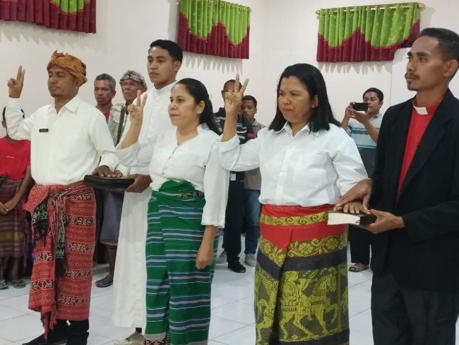 Pengambilan Sumpah Tiga Penjabat Kepala Desa di Kabupaten Malaka.  