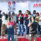Calon Wakil Bupati Malaka, Felix Bere Nahak Dalam Orasi Politik Saat Deklarasi JAS di Pantai Motadikin (Foto_red)