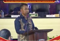 Yuventus Adrianus Bere Ketua KPU Kabupaten Malaka, Dalam Sambutan Rapat Pleno Terbuka Rekapitulasi Hasil Perhitungan Perolehan Suara Pemilihan Gubernur dan Wakil Gubernur Serta Bupati dan Wakil Bupati Malaka. (Hasil scrensut dari YouTube KPU Malaka)