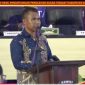 Yuventus Adrianus Bere Ketua KPU Kabupaten Malaka, Dalam Sambutan Rapat Pleno Terbuka Rekapitulasi Hasil Perhitungan Perolehan Suara Pemilihan Gubernur dan Wakil Gubernur Serta Bupati dan Wakil Bupati Malaka. (Hasil scrensut dari YouTube KPU Malaka)