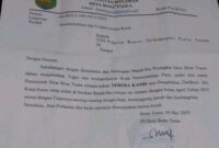 Surat Pemberitahuan dan Ucapan Terimakasih Dari Pj. Desa Bone Tasea 
 (Foto-Ist)