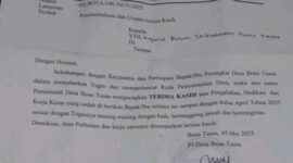 Surat Pemberitahuan dan Ucapan Terimakasih Dari Pj. Desa Bone Tasea 
 (Foto-Ist)