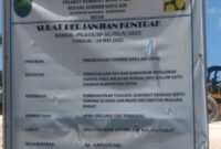 Papan Informasi Proyek Pembaganunan Tanggul Oanmane, Kecamatan Malaka Barat. (Foto-red)