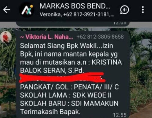 File Pdf. Dengan Tulisan Mutasi Guru Yang Tersebar di Group WhatsApp, Facebook dan Tik- tok. 