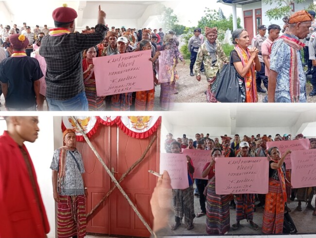 PMKRI Cabang Kefamenanu Bersama Masyarakat Bikomi Gelas Aksi Bentuk Penolakan Atas Klaim Pemda TTU Terhadap Tanah Ulayat Kilometer 9. (Foto- Fendi Bere)