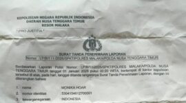 Surat Laporan Polisi Tindak Pidana Pengeroyokan di Besitaek, Desa Umalawain,  Kecamatan Weliman. (Foto-Ist)