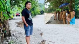 Ketua Fraksi Partai NasDem Agerius Agustinus Bria S.H.,MH, Memantau Kondisi Longsor di Desa Weoe, Dusun Uluklubuk. (Foto-red)