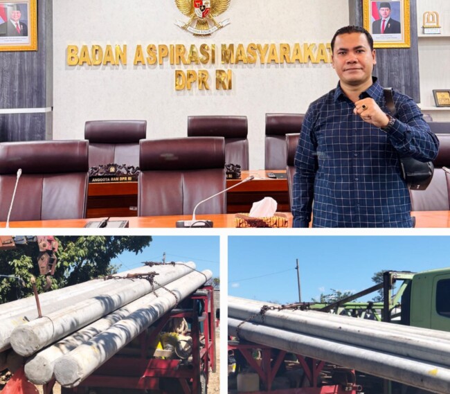 Anggota DPRD NasDem Agerius Agustinus Bria S.H.,MH, Berhasil Memperjuangkan Tiang Listrik,  Untuk Masuk di Desa Waderok, Kecamatan Weliman. (Foto-Ist)