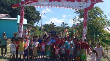 Gapura Unik Berdiri Tegak di Desa Taaba, Memeriahkan HUT ke-81 Kemerdekaan RI. (Foto-red)
